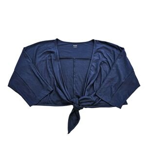 ana A New Approach Navy Blue Tie Front Shrug Cropped Cardigan Top Large